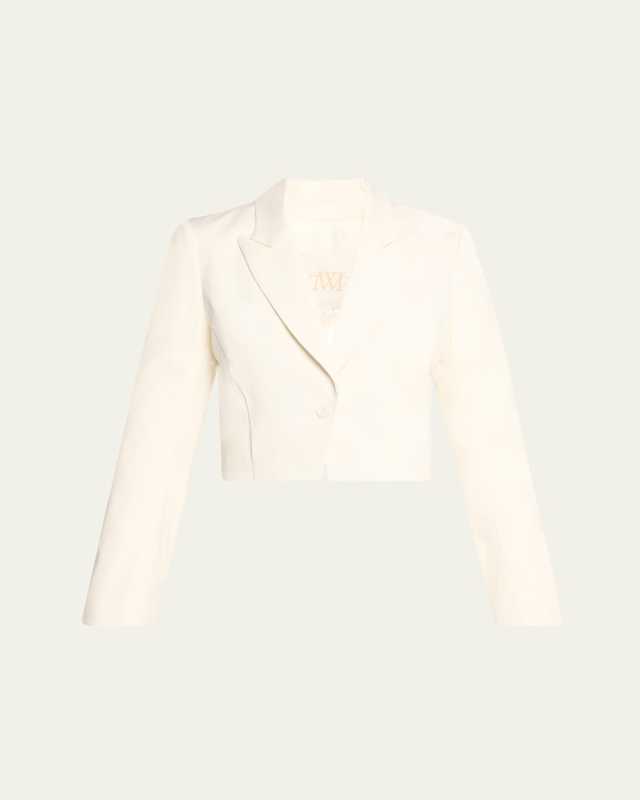 Cotton Tux Wool Blazer with Pleat Placket